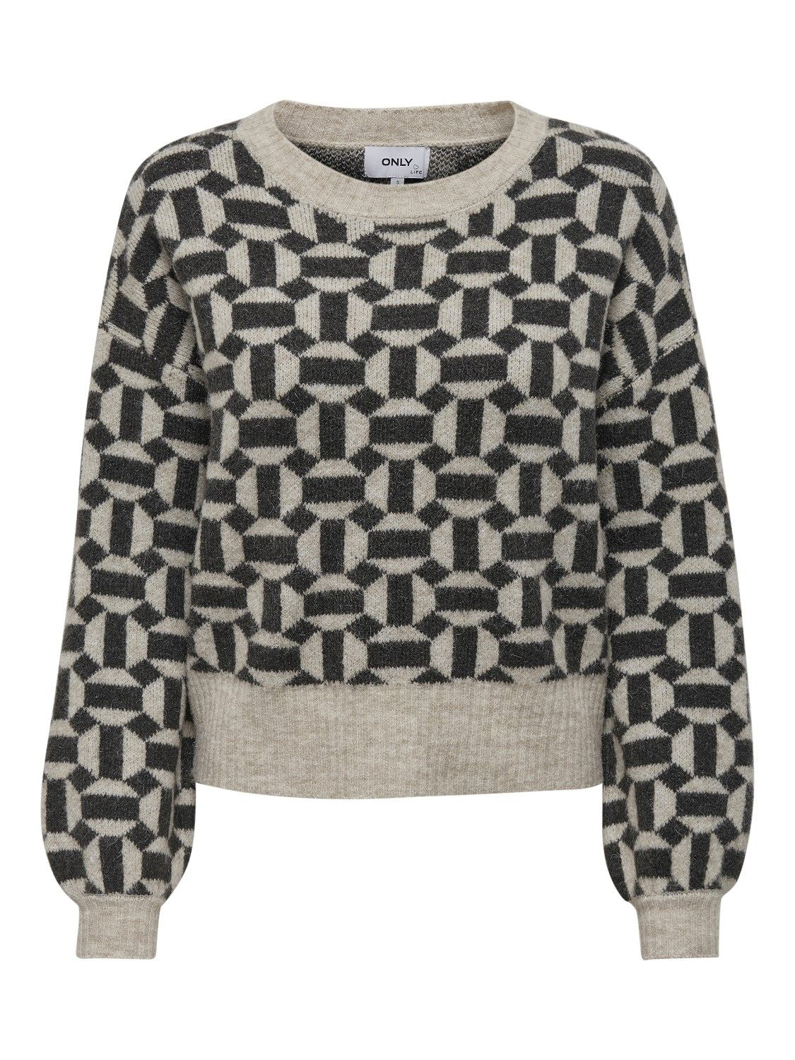 Pullover Geometrico beige/nero