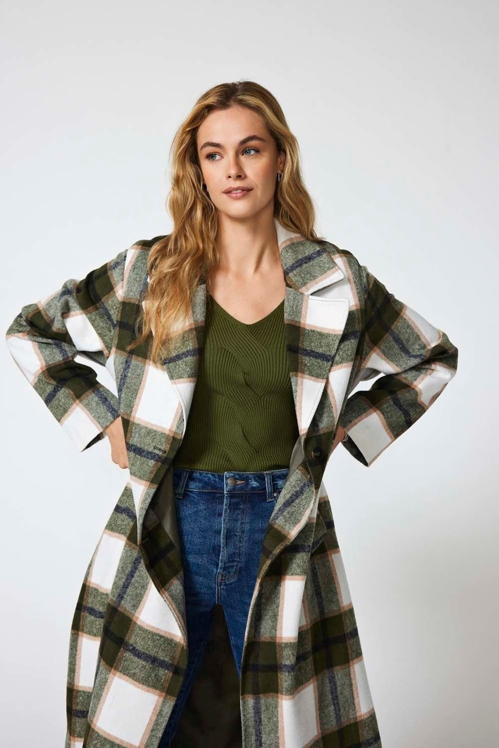 Cappotto Marsala a quadri verde