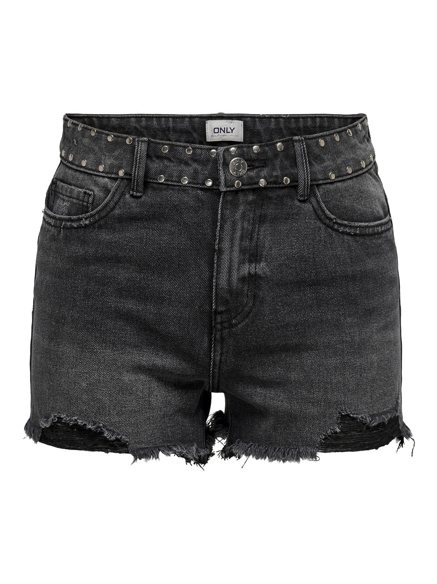 Shorts Denim borchie Nero