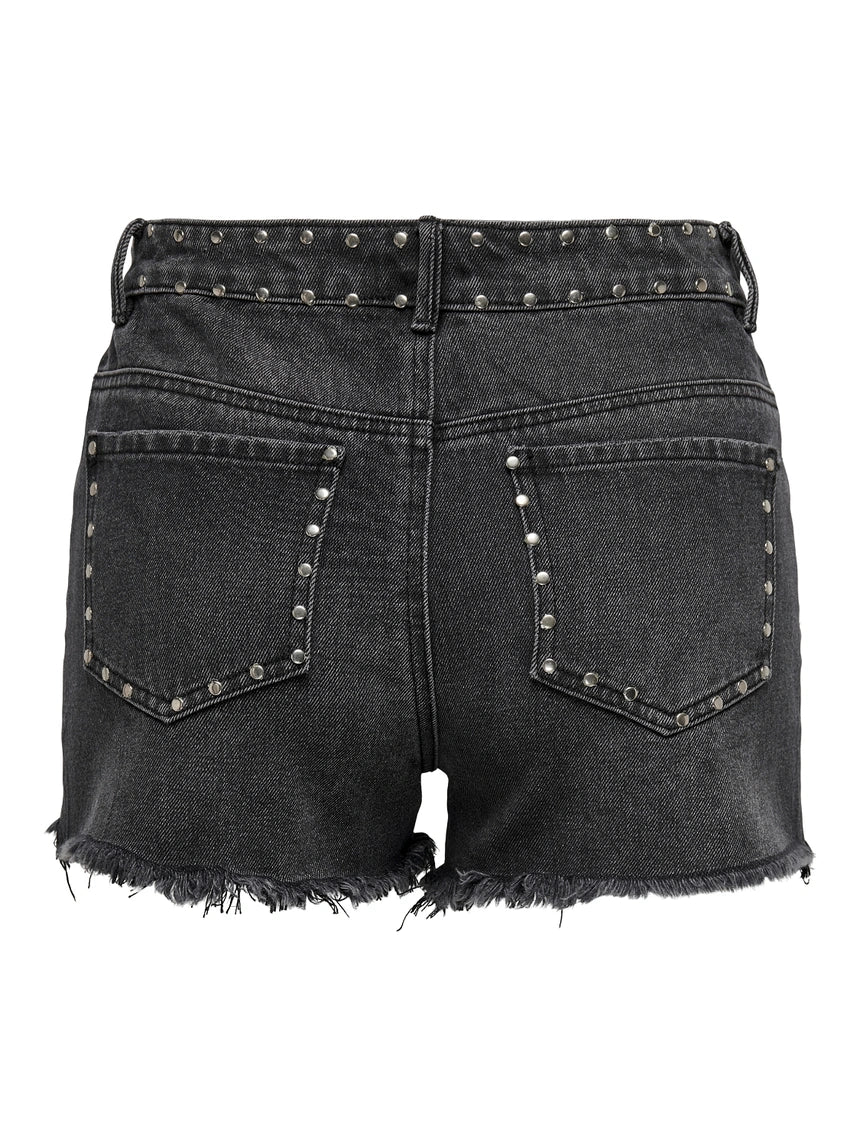 Shorts Denim borchie Nero