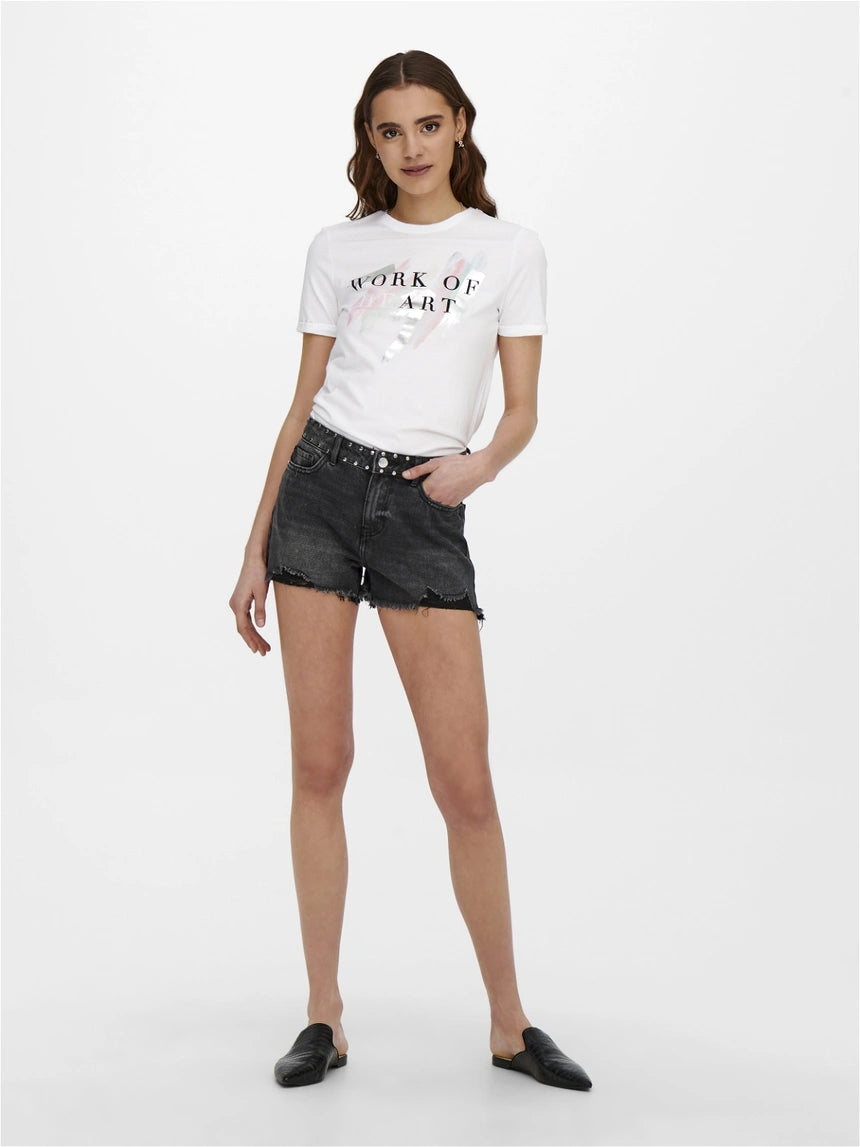 Shorts Denim borchie Nero