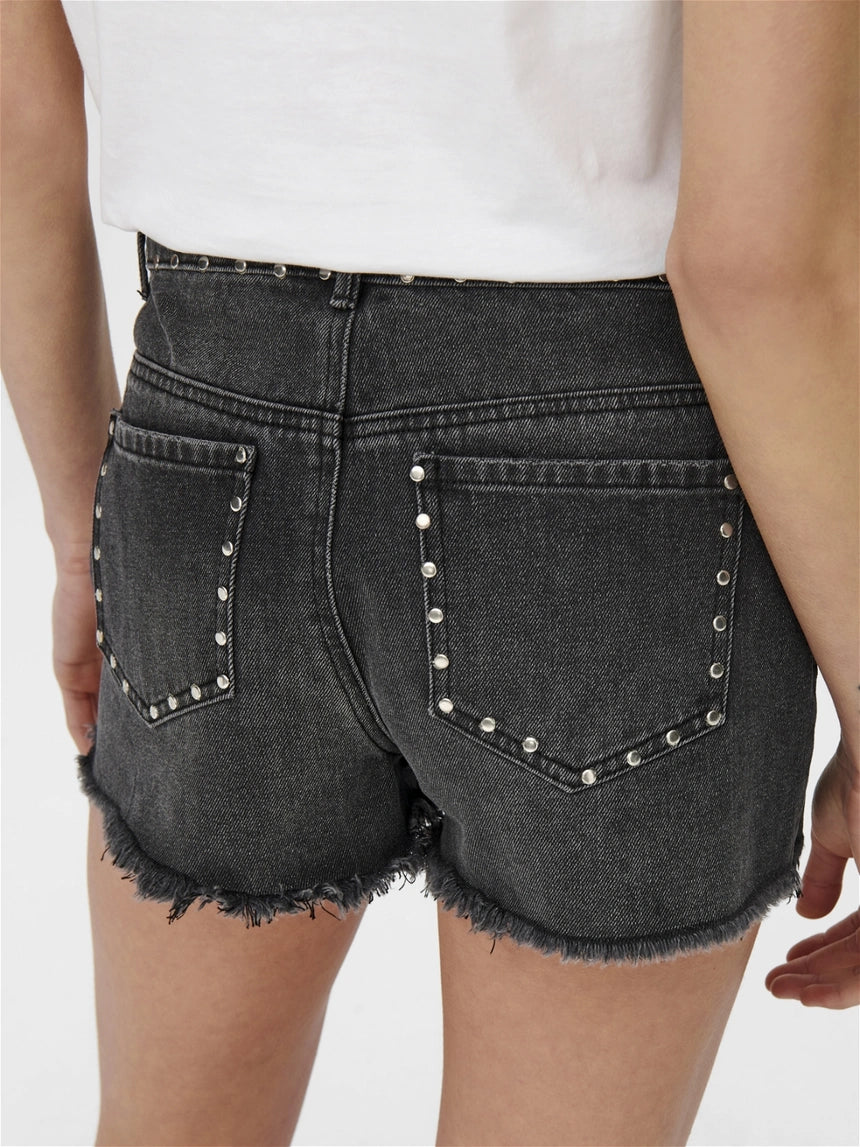 Shorts Denim borchie Nero