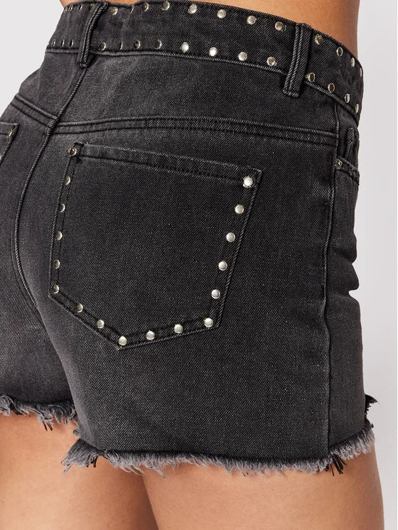 Shorts Denim borchie Nero