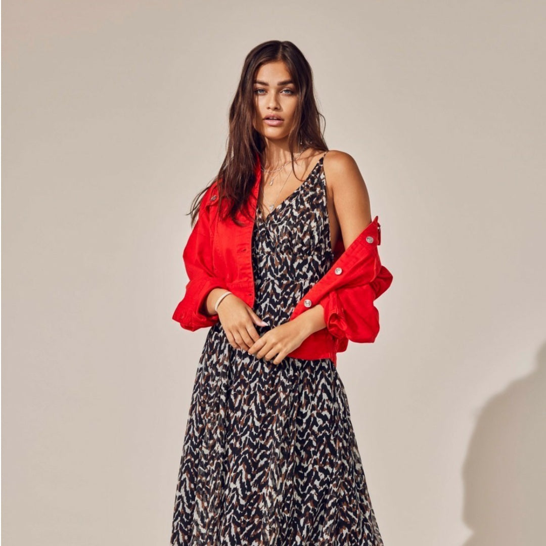 ONLFRIDA-DARSY COL ELAS JACKET - Giacca Denim Rosso