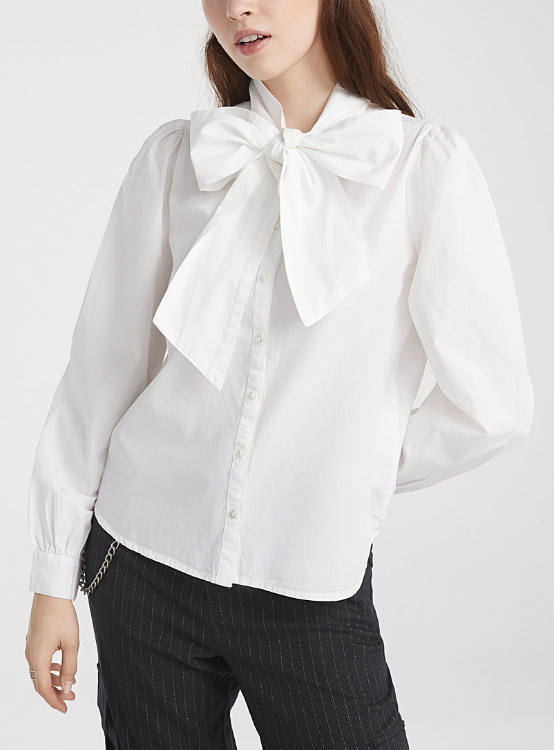 Camicia Billie con fiocco bianca