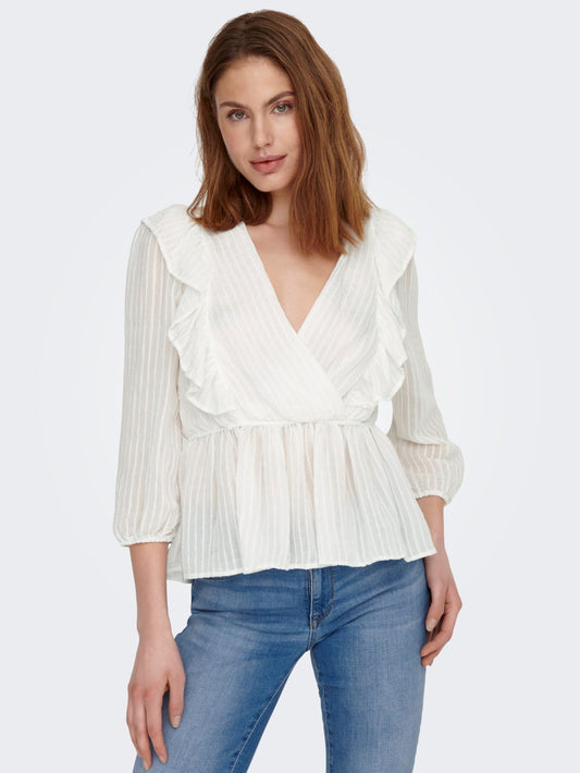 ONLLONDON 3/4 RUFFLE TOP