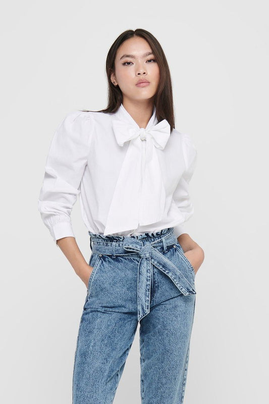 Camicia Billie con fiocco bianca