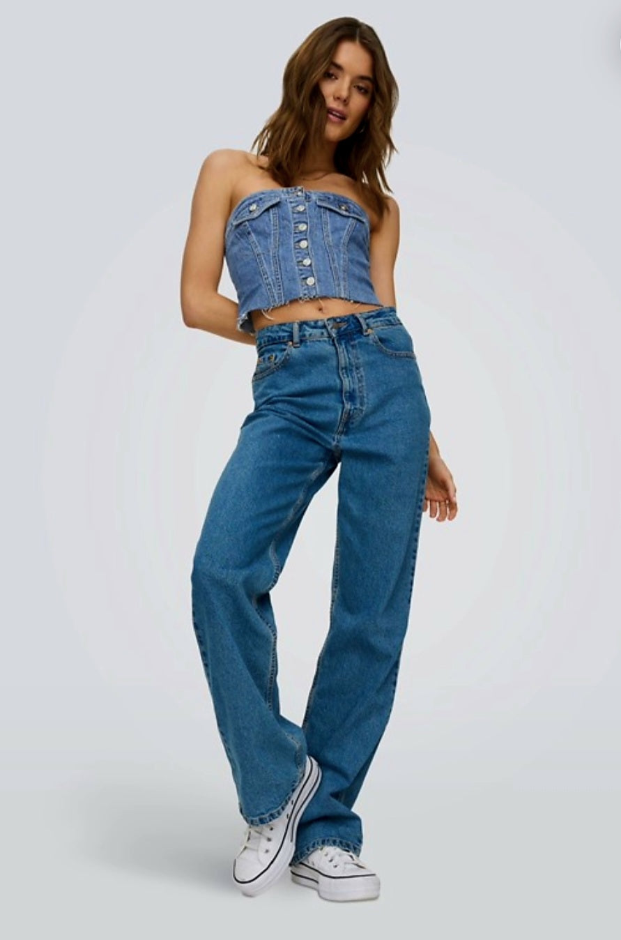 ONLJASMINE DNM CORSET - Corsetto Crop Denim