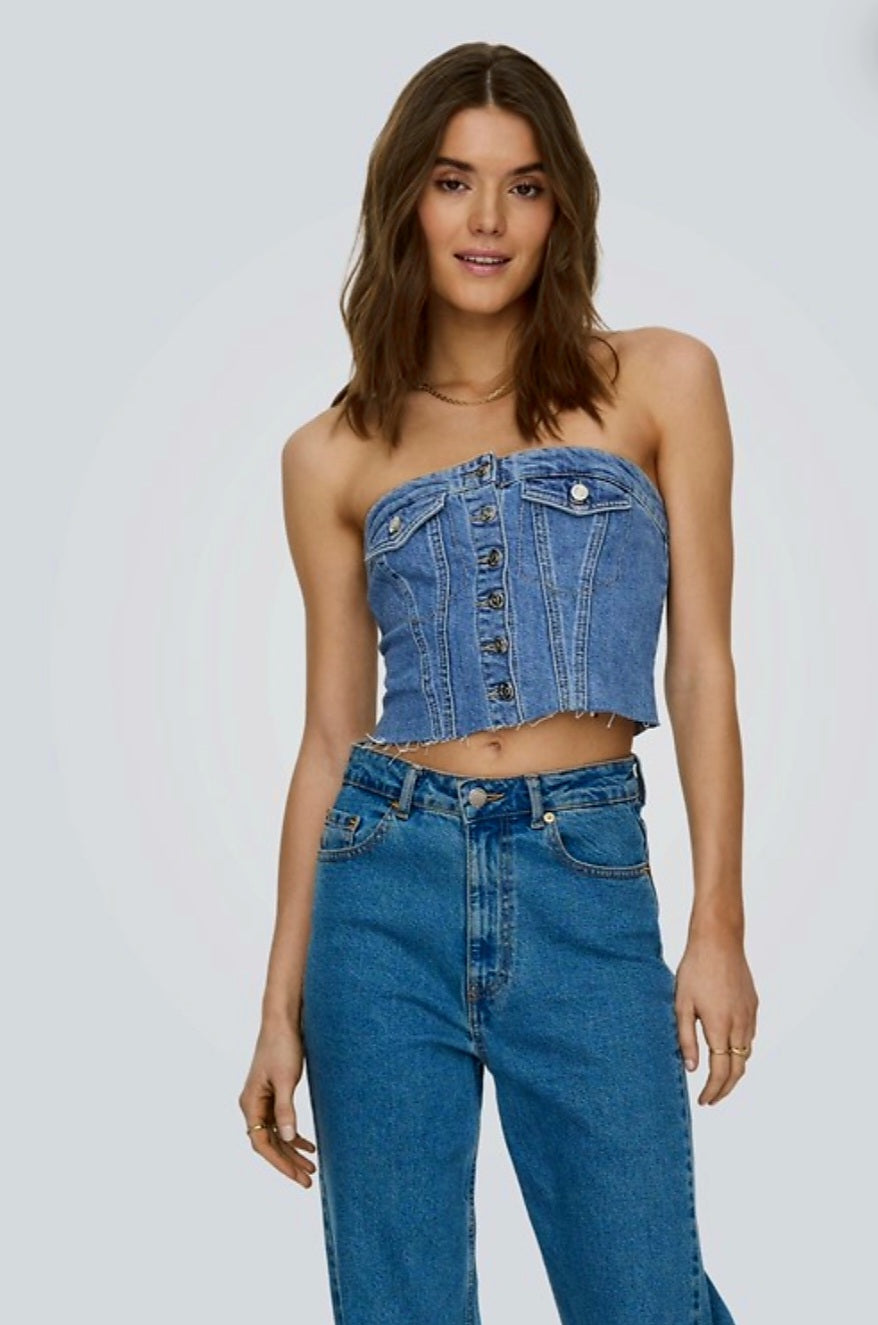 ONLJASMINE DNM CORSET - Corsetto Crop Denim