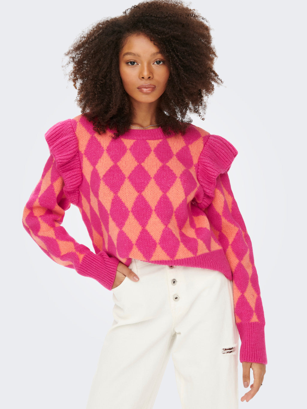 ONLQUINN L/S RUFFLE PULLOVER - 15268892